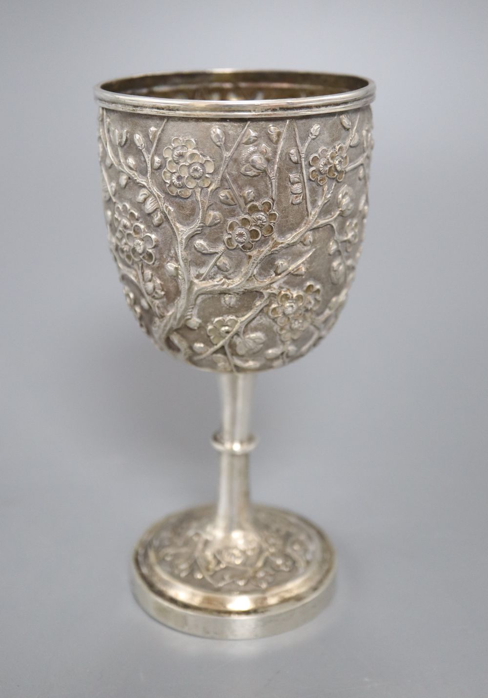 An early 20th century Chinese Export white metal goblet by Wang Hing, Hong Kong, 14.2cm, 159 grams.